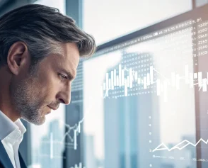 man examining ai through clear wall mount view; AI Spending Scrutiny