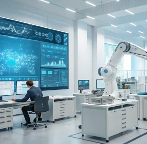 ai creation in a lab, person at desk working; Race To Deploy Agentic AI