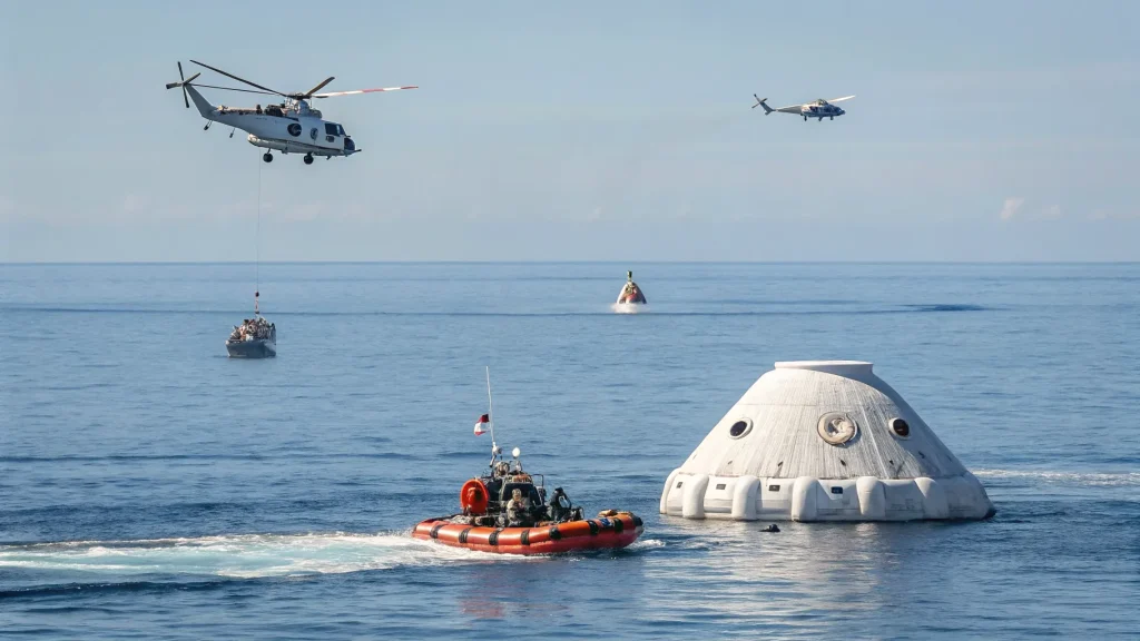 crewed lunar flyby ends splashdown