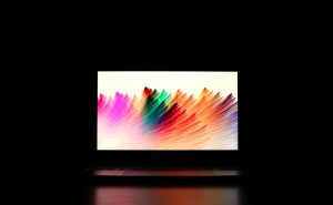 a laptop in the dark