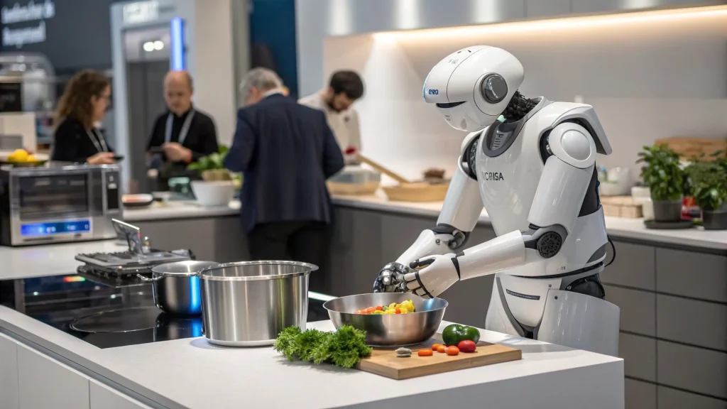 humanoid robot demonstrates kitchen skills