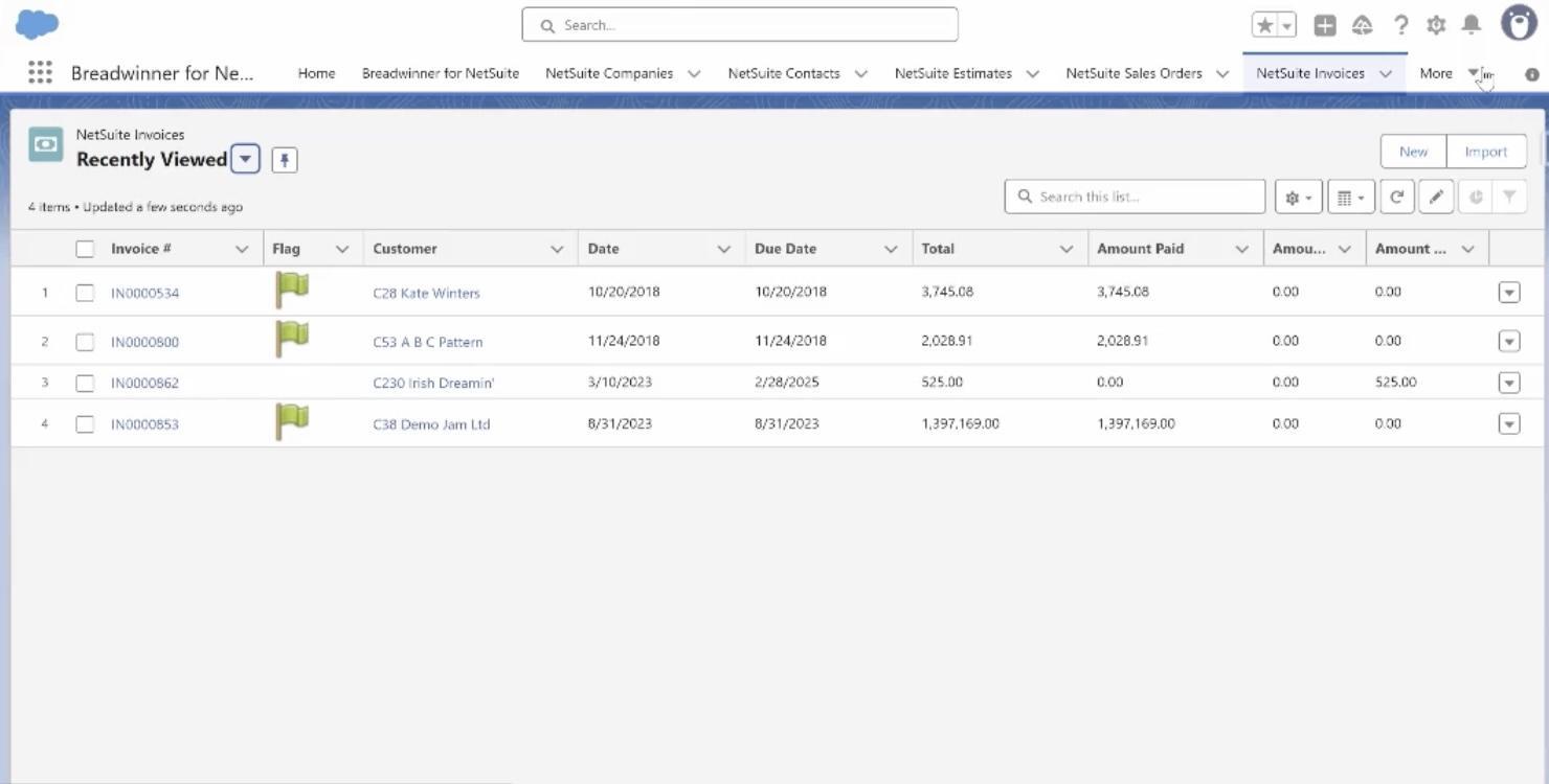 NetSuite Invoices in Salesforce
