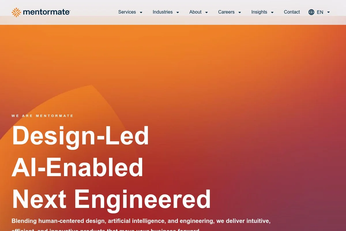Screenshot of MentorMate homepage