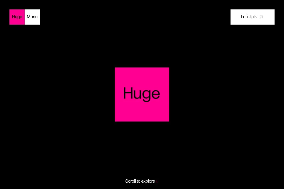 Screenshot of Huge homepage