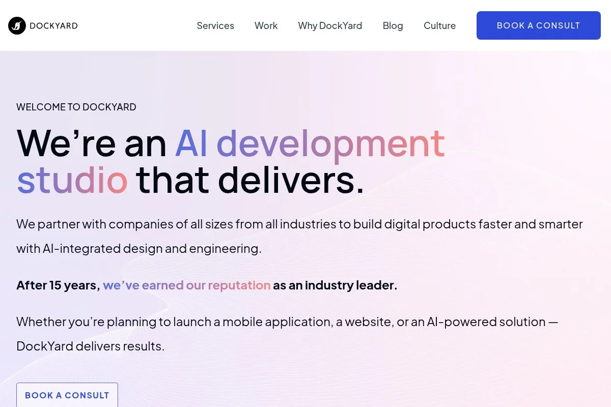 Screenshot of DockYard homepage