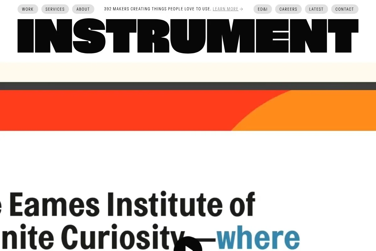 Screenshot of Instrument homepage