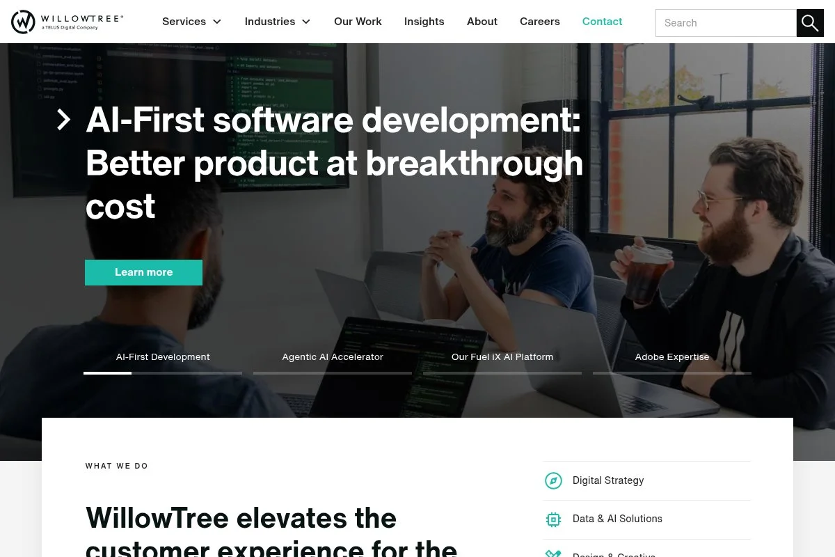 Screenshot of WillowTree homepage
