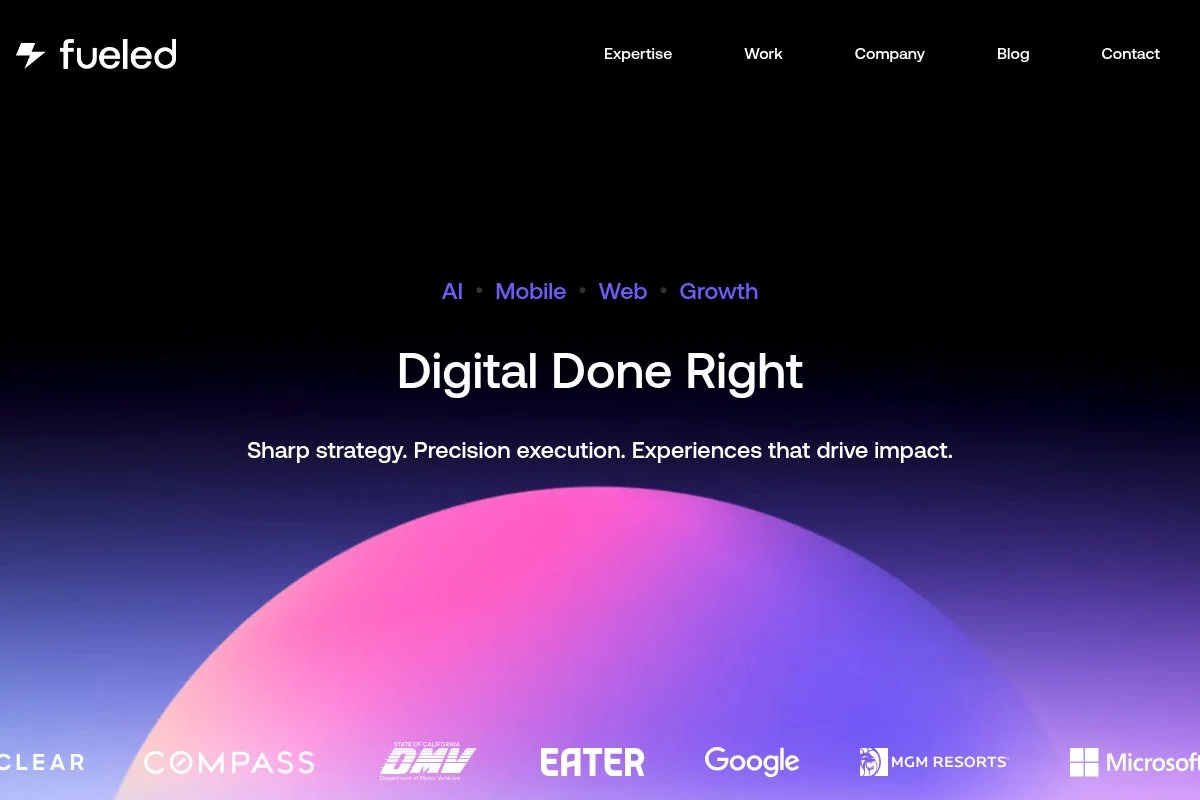 Screenshot of Fueled homepage