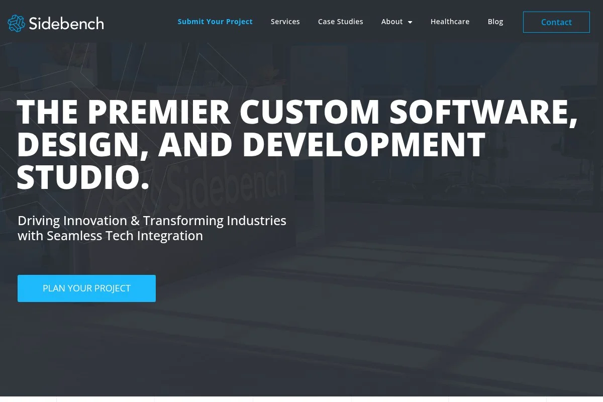 Screenshot of Sidebench homepage