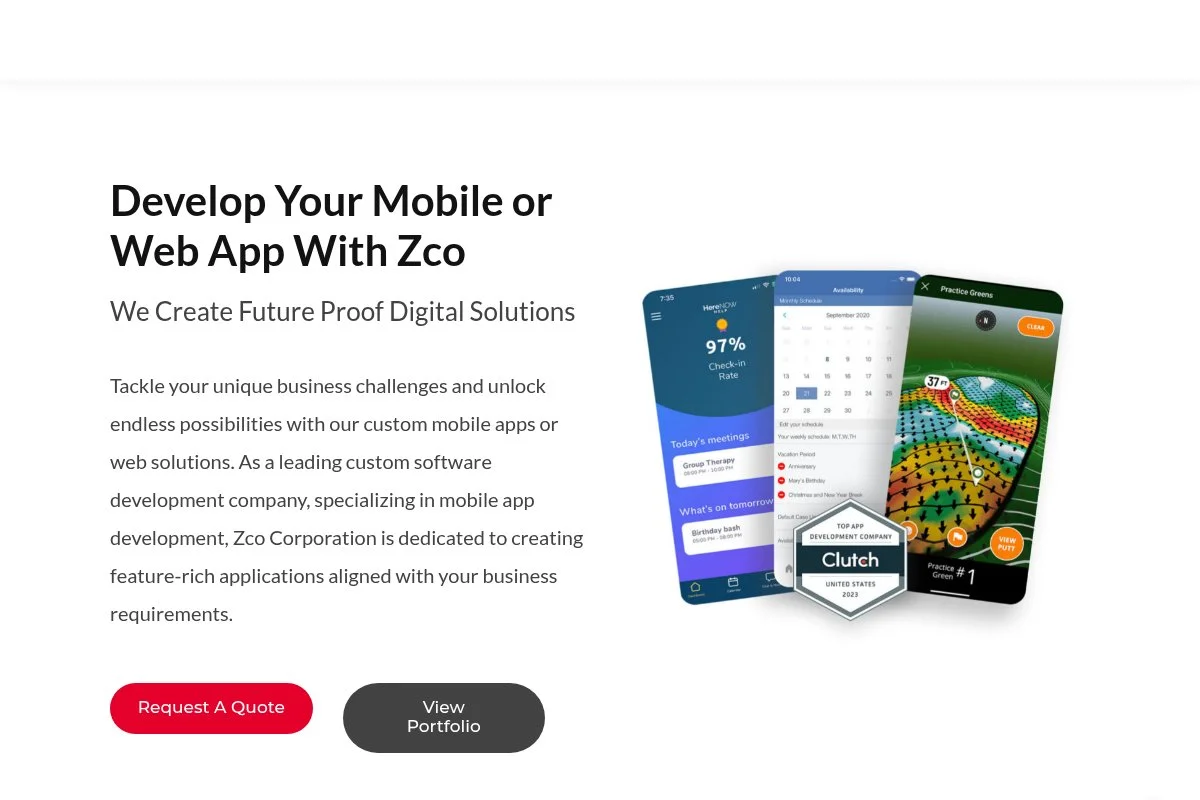 Screenshot of Zco Corporation homepage