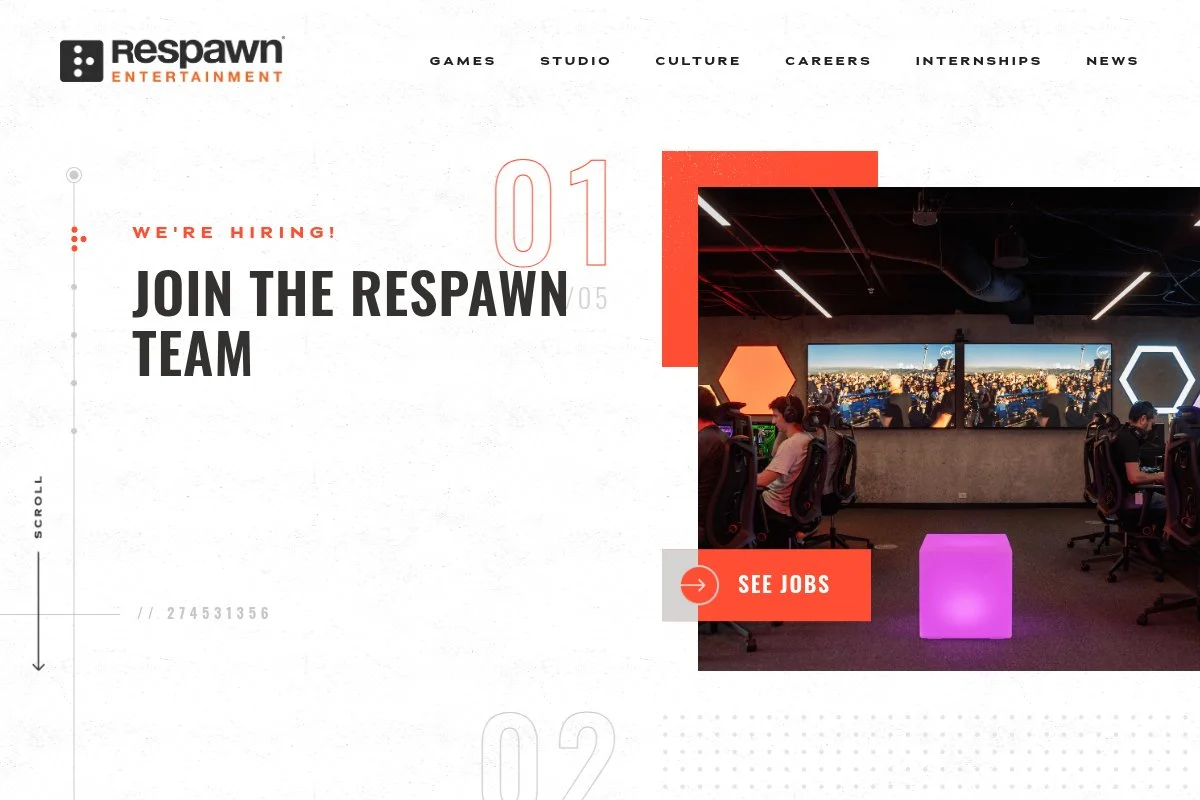 Screenshot of Respawn Entertainment homepage