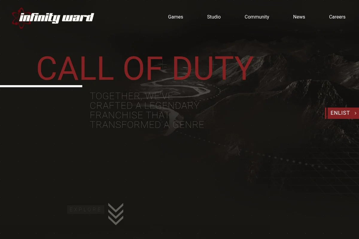Screenshot of Infinity Ward homepage
