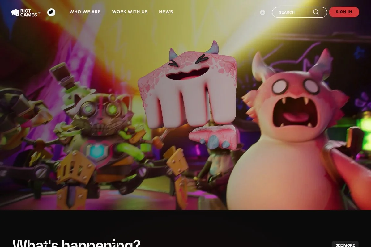 Screenshot of Riot Games homepage
