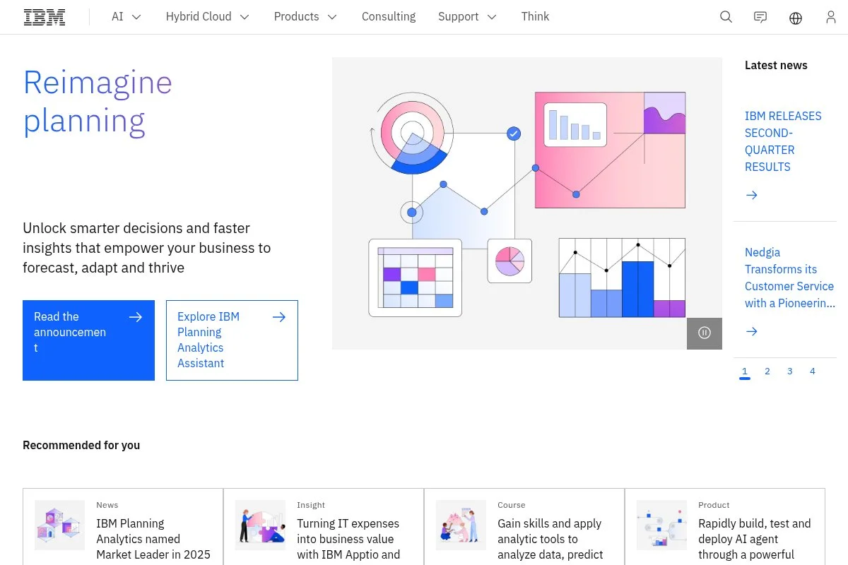 Screenshot of IBM homepage