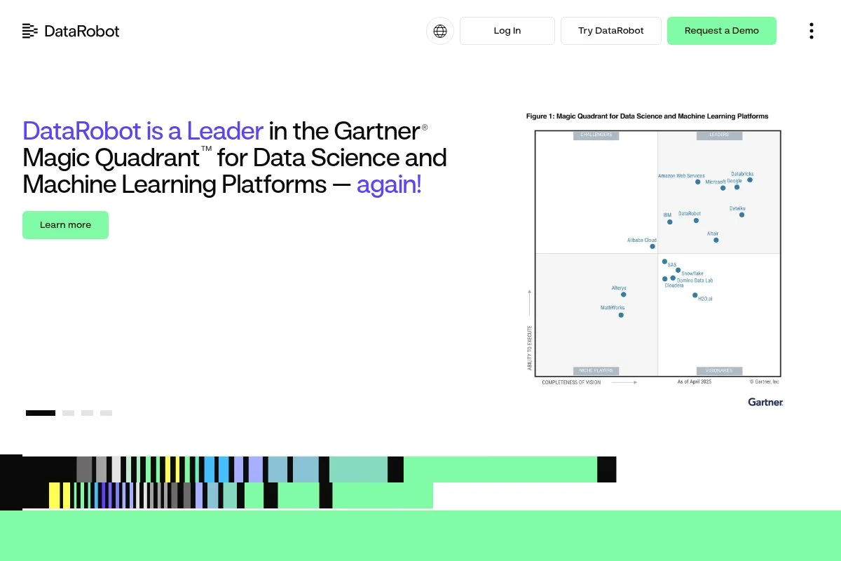 Screenshot of DataRobot homepage