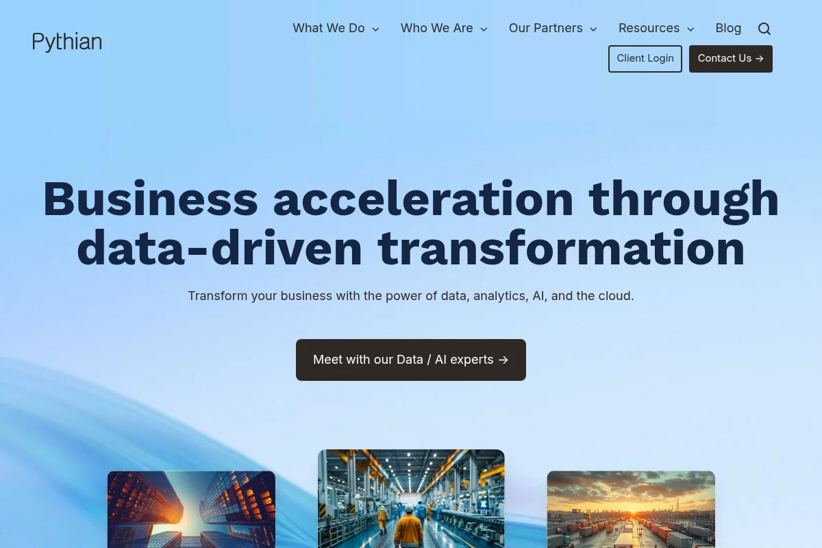 Screenshot of Pythian homepage