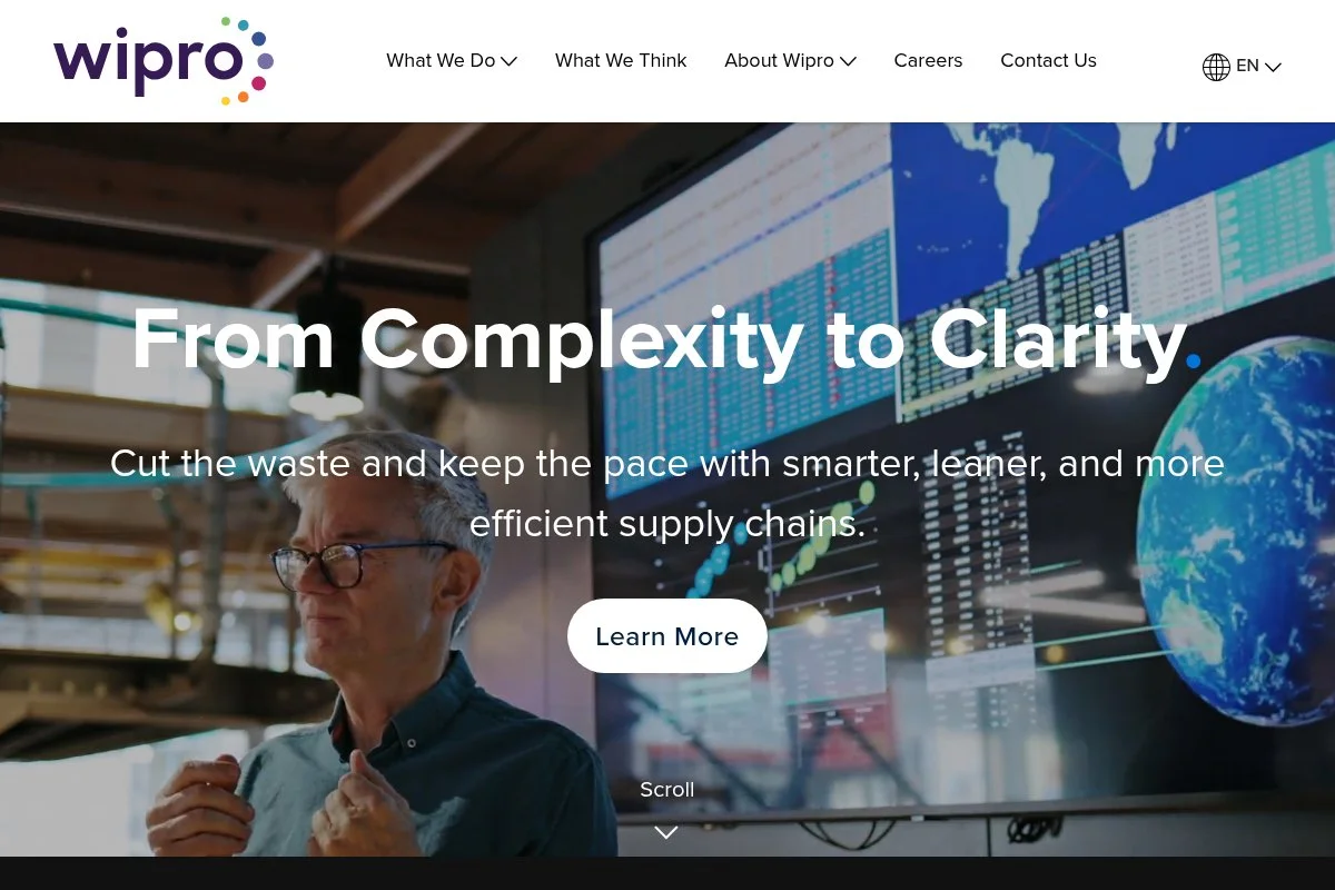 Screenshot of Wipro homepage