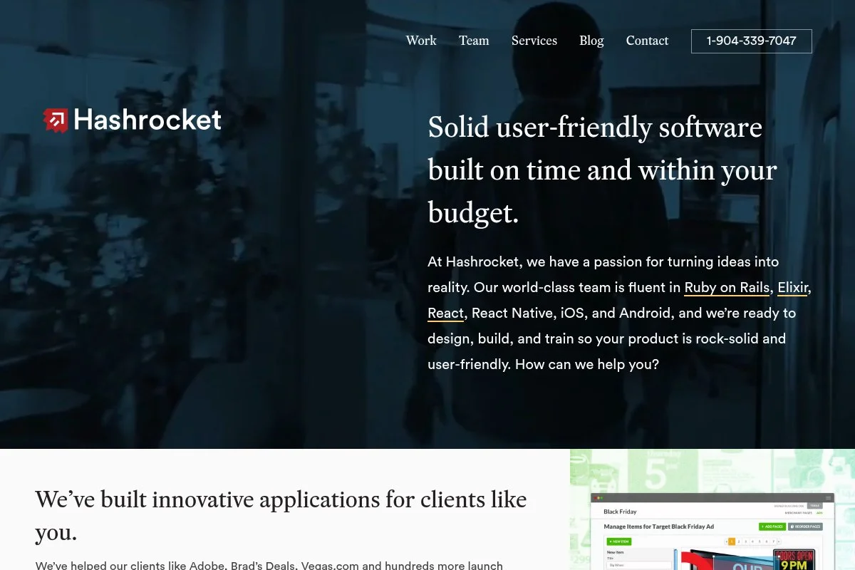 Screenshot of Hashrocket homepage