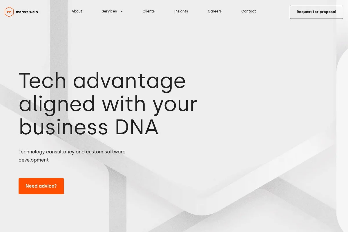 Screenshot of Merixstudio homepage