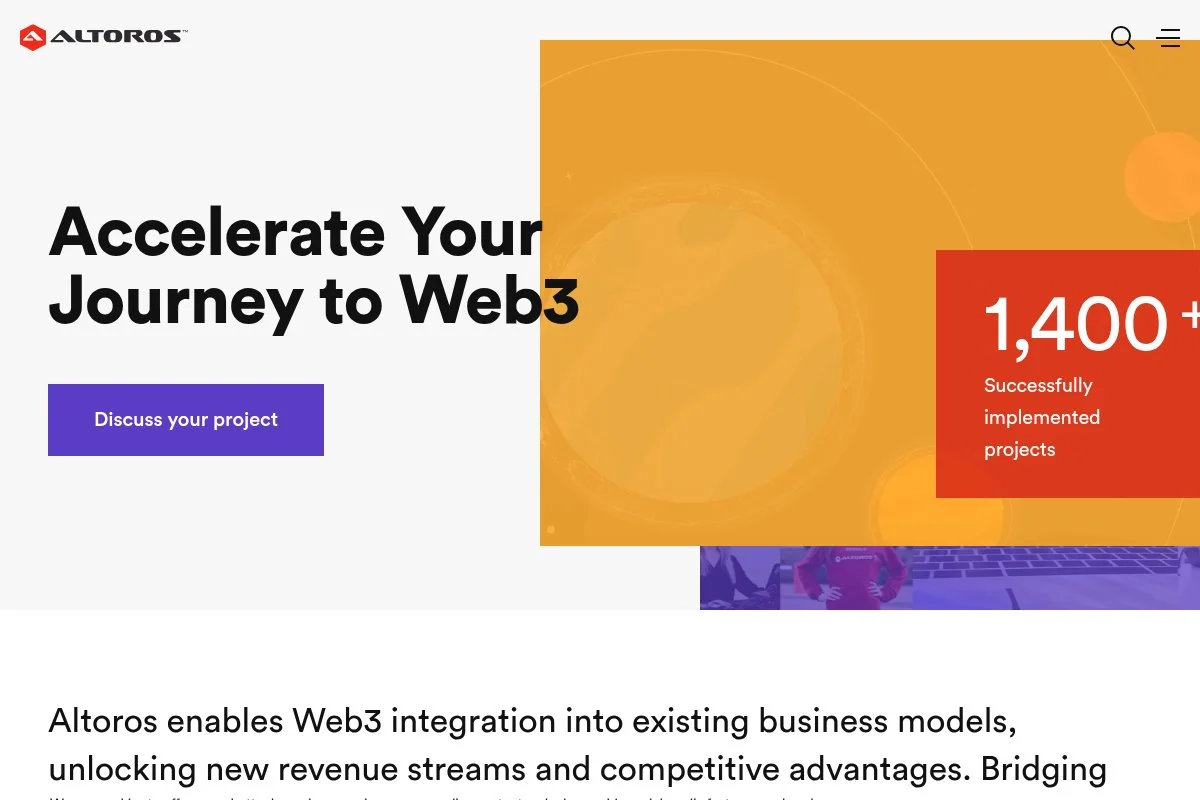 Screenshot of Altoros homepage