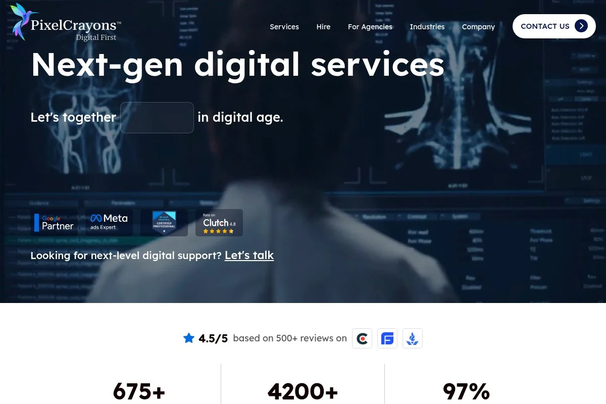 Screenshot of PixelCrayons homepage