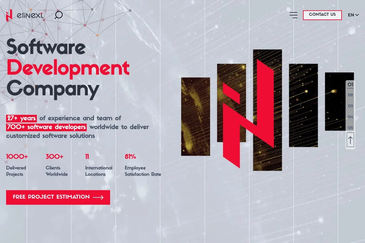 Screenshot of Elinext homepage