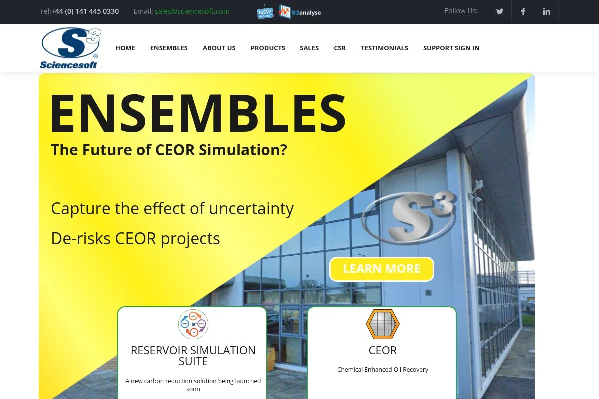Screenshot of ScienceSoft homepage