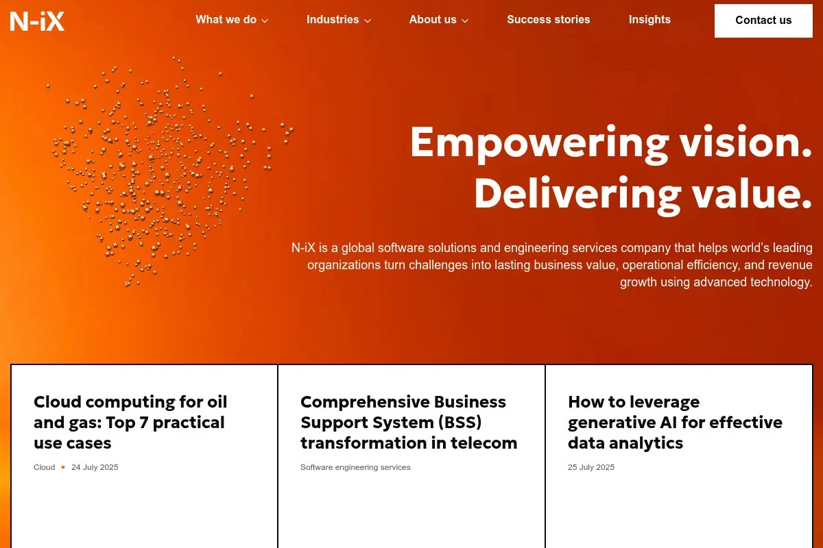 Screenshot of N-iX homepage