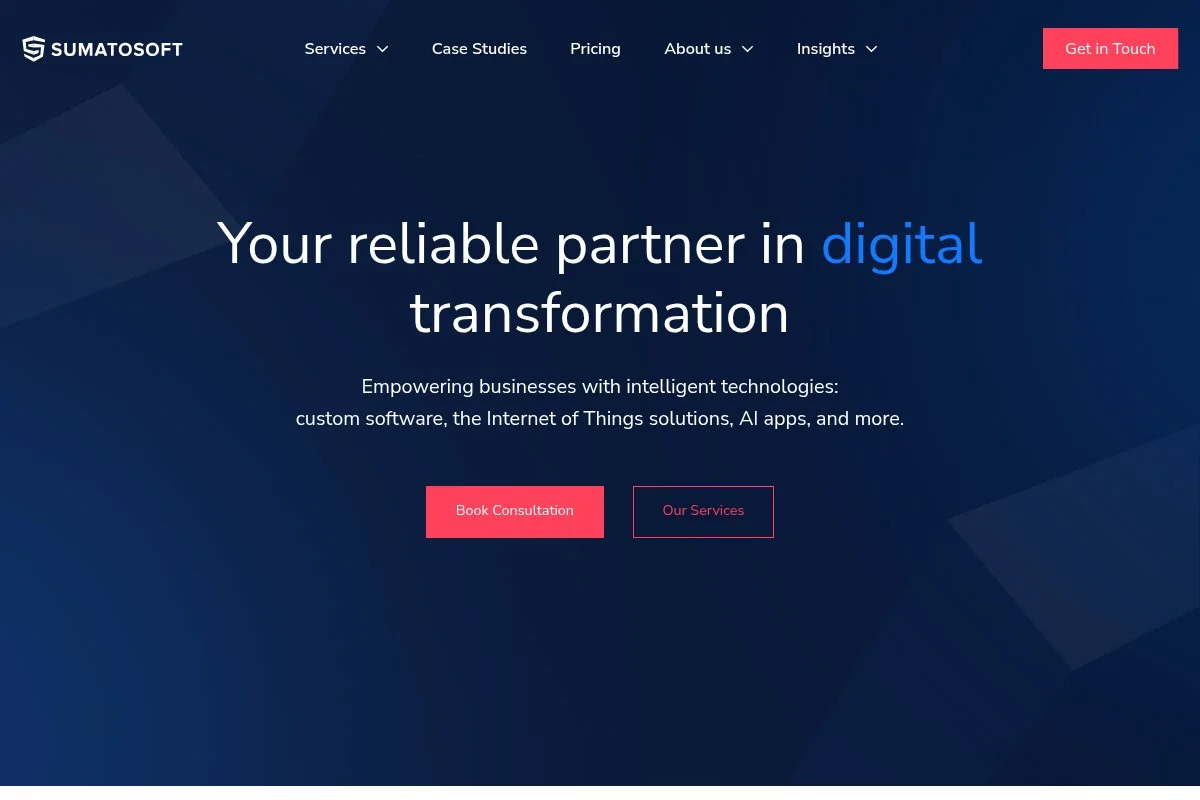 Screenshot of SumatoSoft homepage