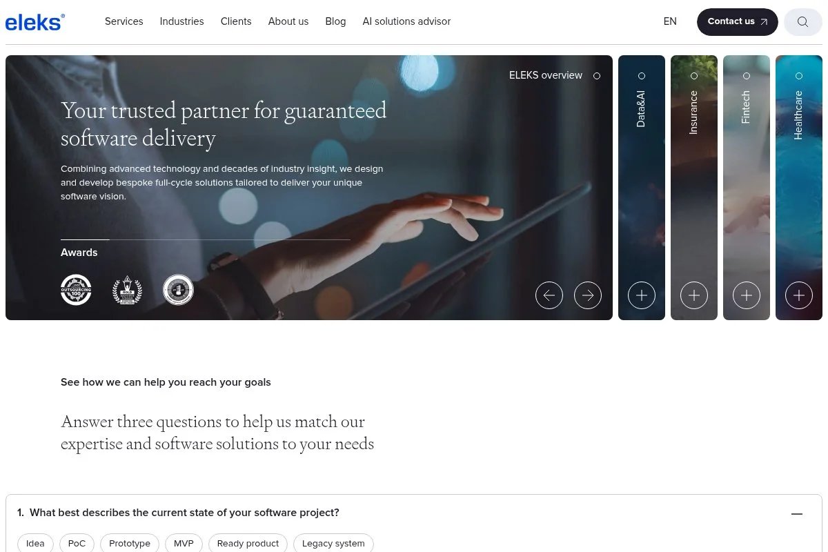 Screenshot of ELEKS homepage