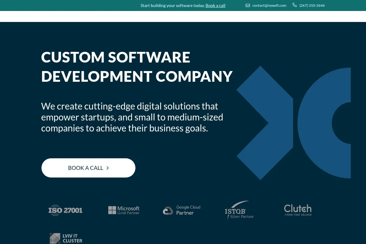 Screenshot of Inoxoft homepage