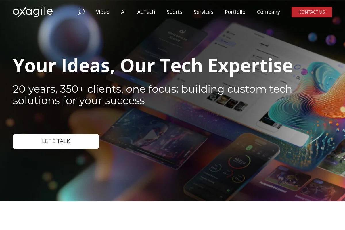 Screenshot of Oxagile homepage