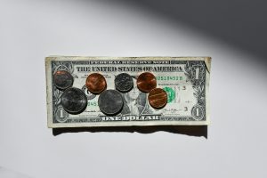 dollar bill with change
