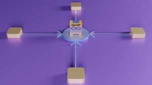 a robot with a light saber
