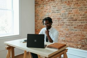 a man working at a desk