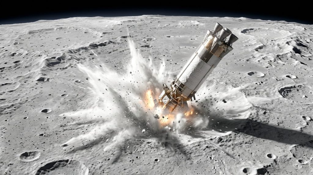 moon lander rocket crater impact