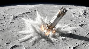moon lander rocket crater impact