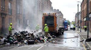 street fire lorry emptied refuse