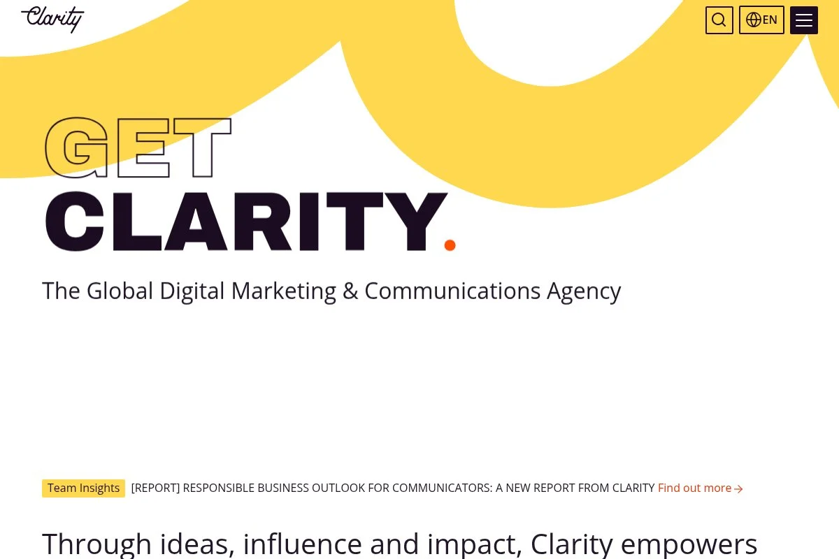 Screenshot of Clarity homepage