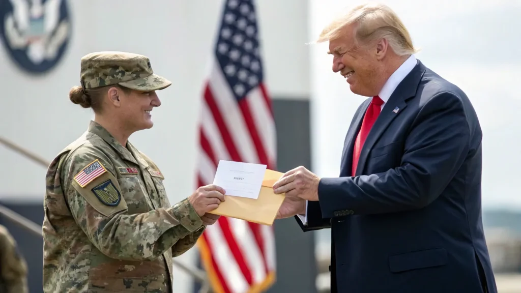trump announces checks for troops