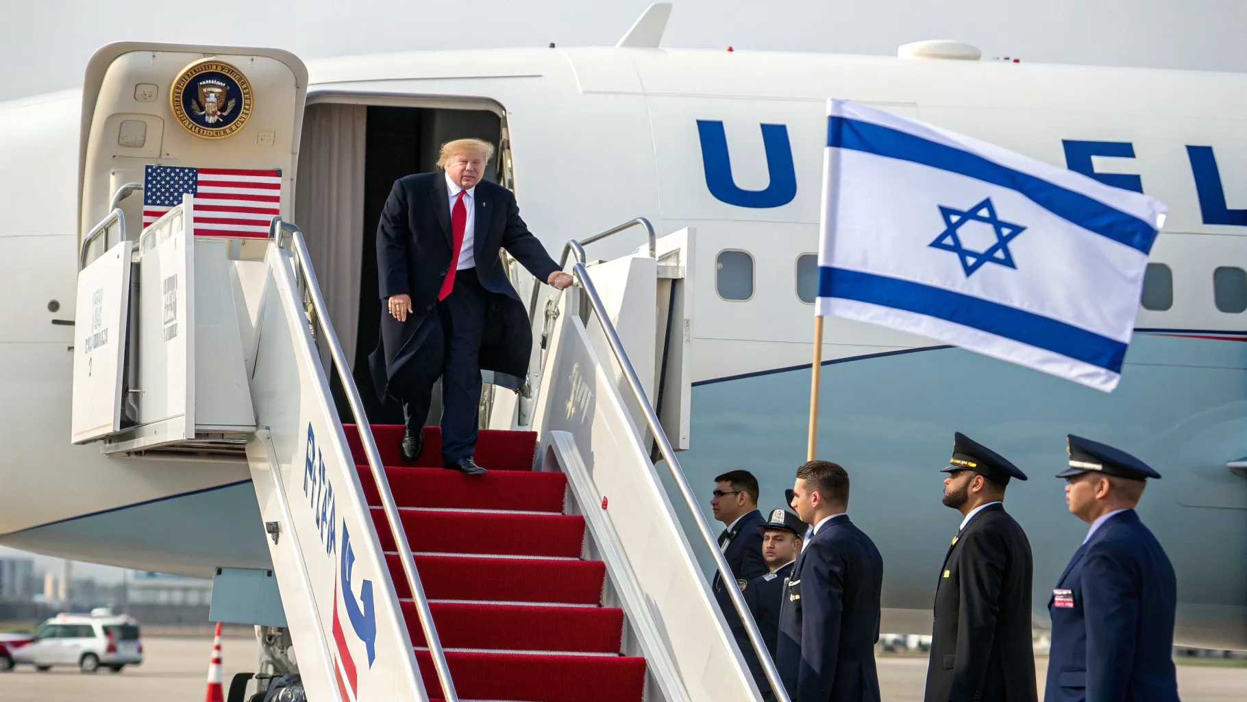 trump arrives israel peace summit